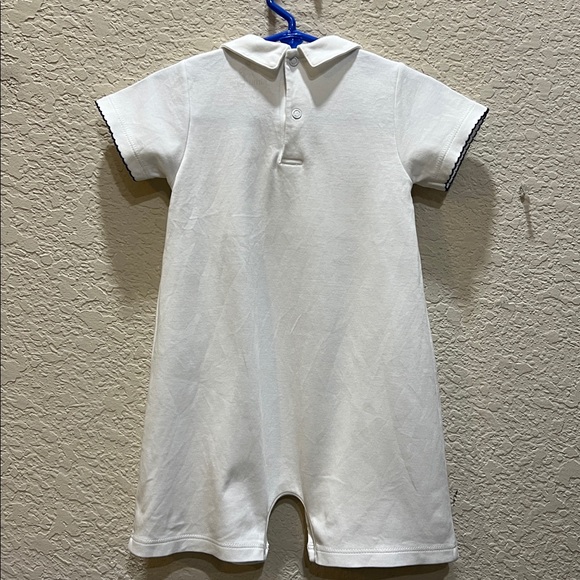 almudena navy rocking horses smocked romper size 18M made in Peru Pima Cotton - Picture 5 of 11